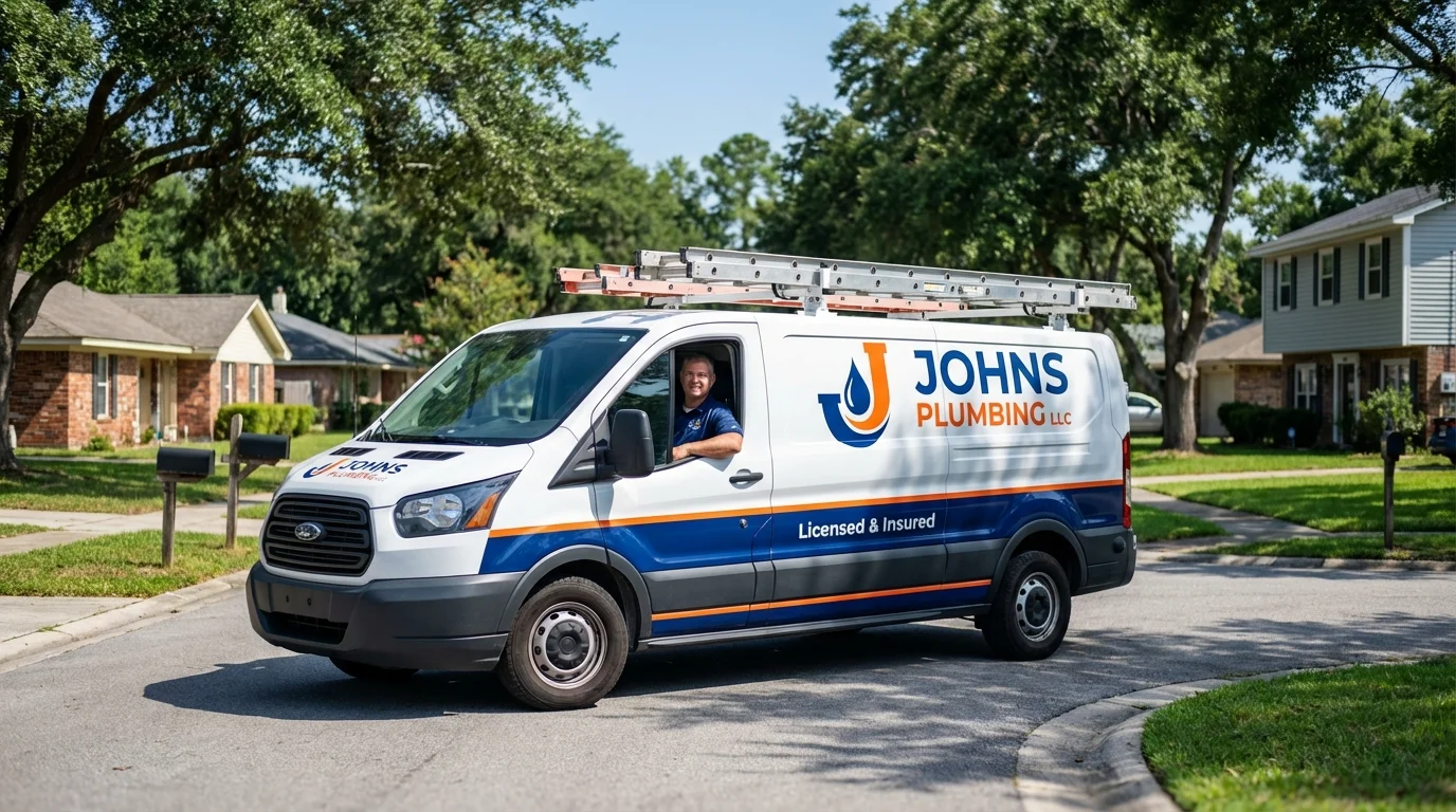 Johns Plumbing LLC service van in Grand Bay, AL