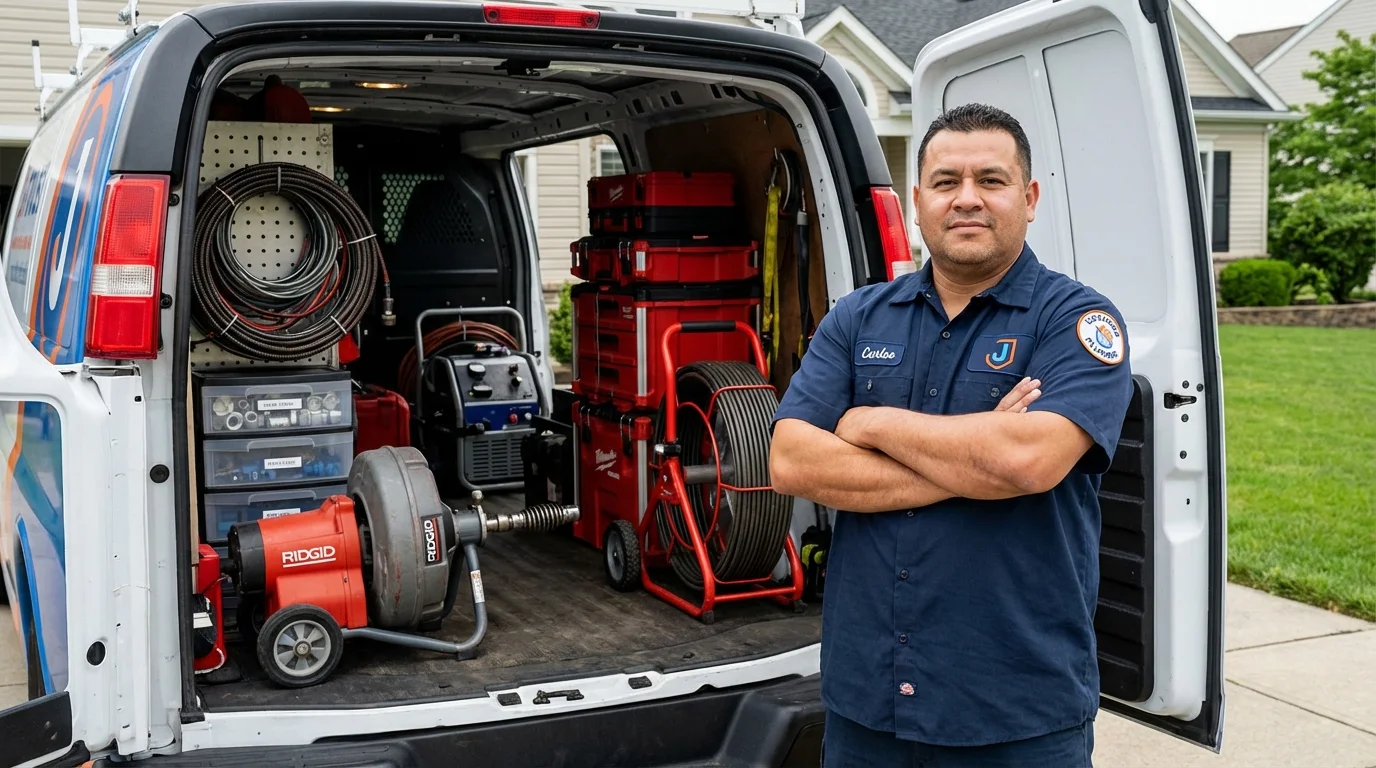 Professional drain cleaning equipment and Johns Plumbing LLC plumber in Grand Bay