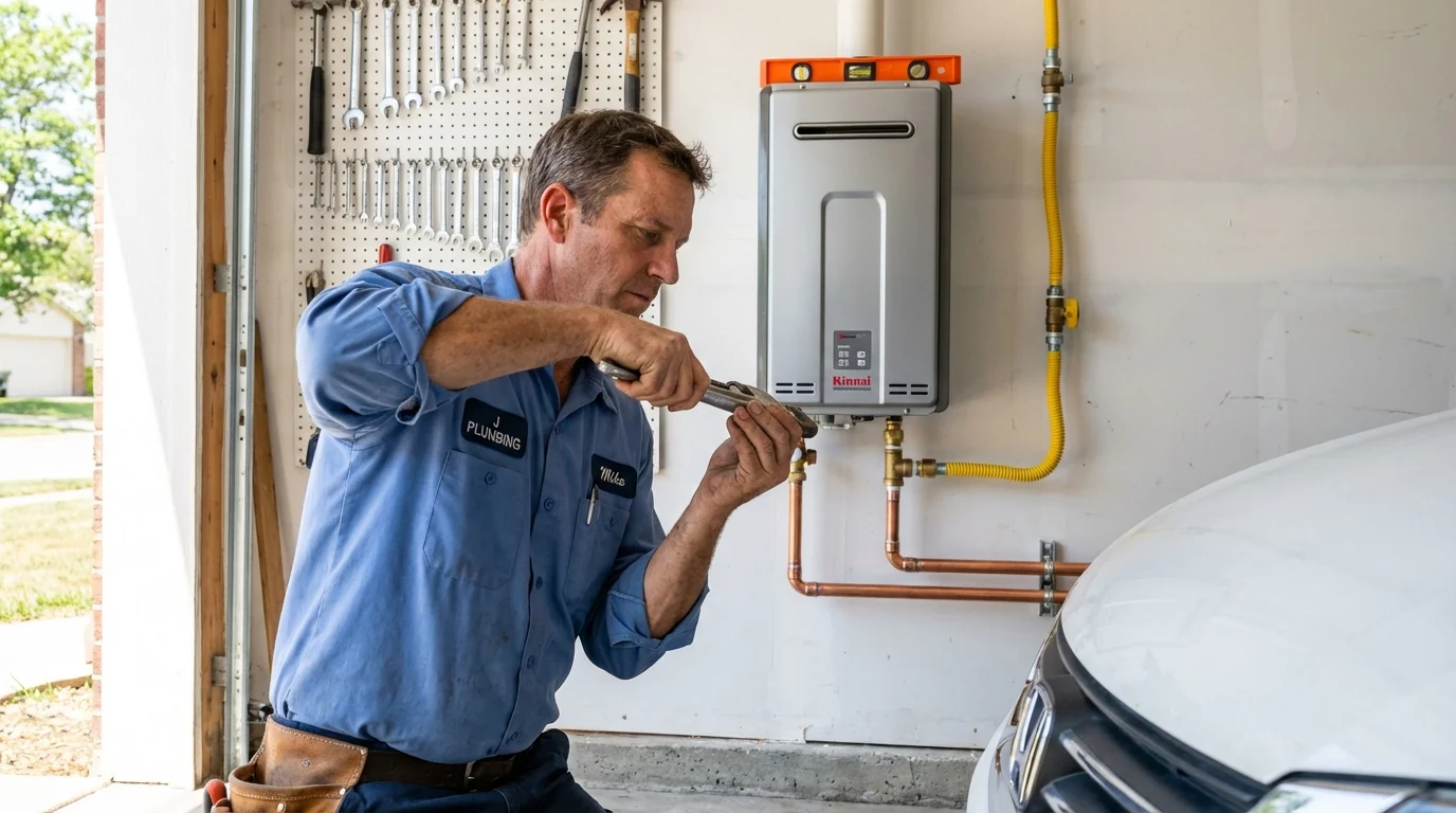 Tankless water heater installation by a Johns Plumbing LLC plumber in Grand Bay